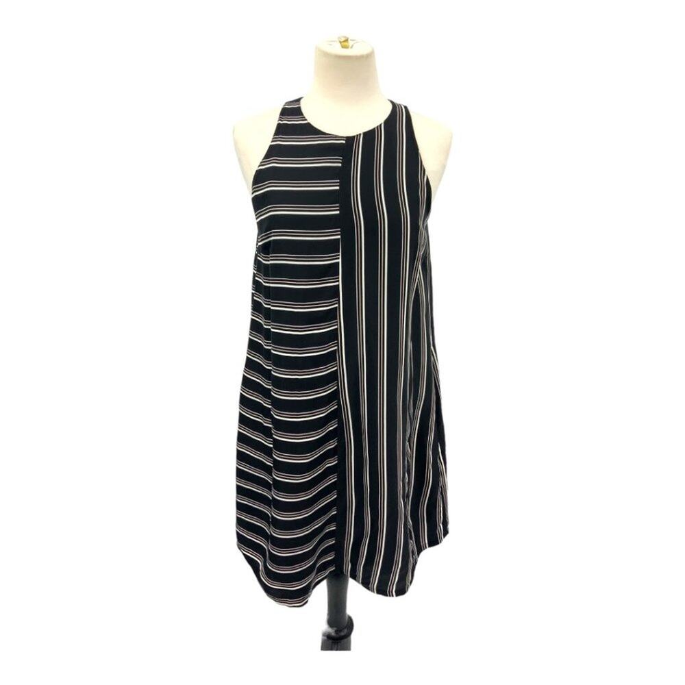 Rebecca Minkoff Elia Black Stripe Trapeze Swing Dress with pockets Size 2